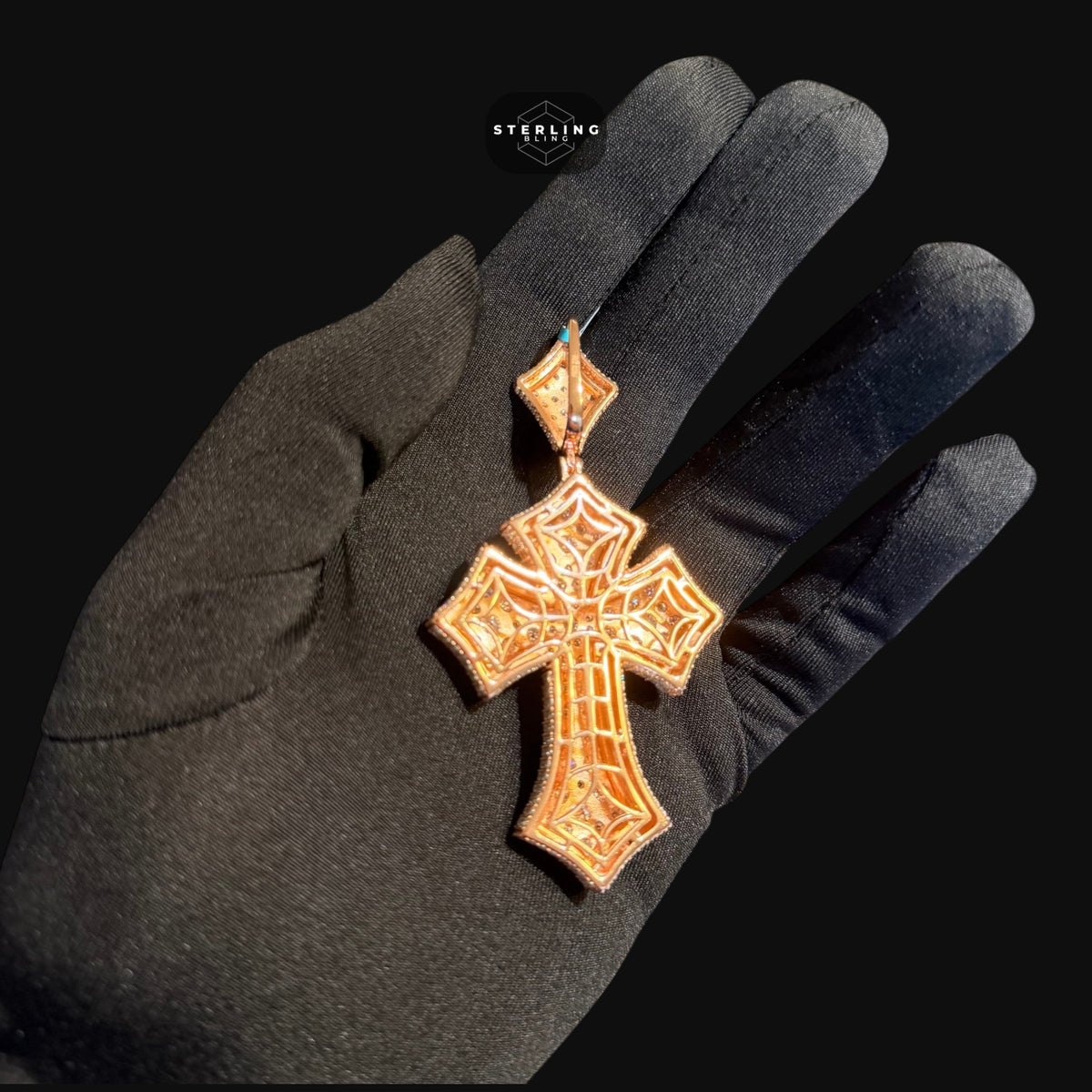 Moissanite Big Pointer Rose Gold Cross Pendant