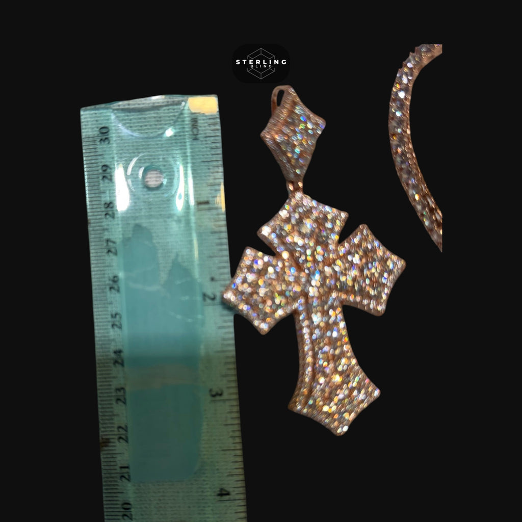 Moissanite Big Pointer Rose Gold Cross Pendant