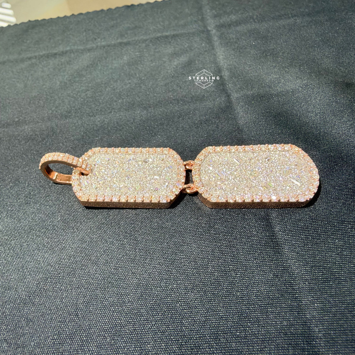 Moissanite Double Dog Tag Pendant 925 / Rose Gold