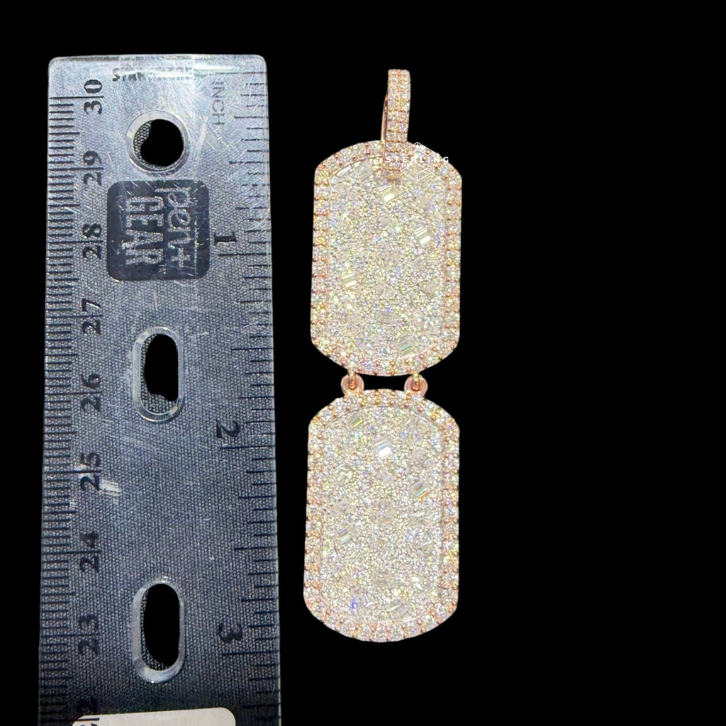 Moissanite Double Dog Tag Pendant 925 / Rose Gold