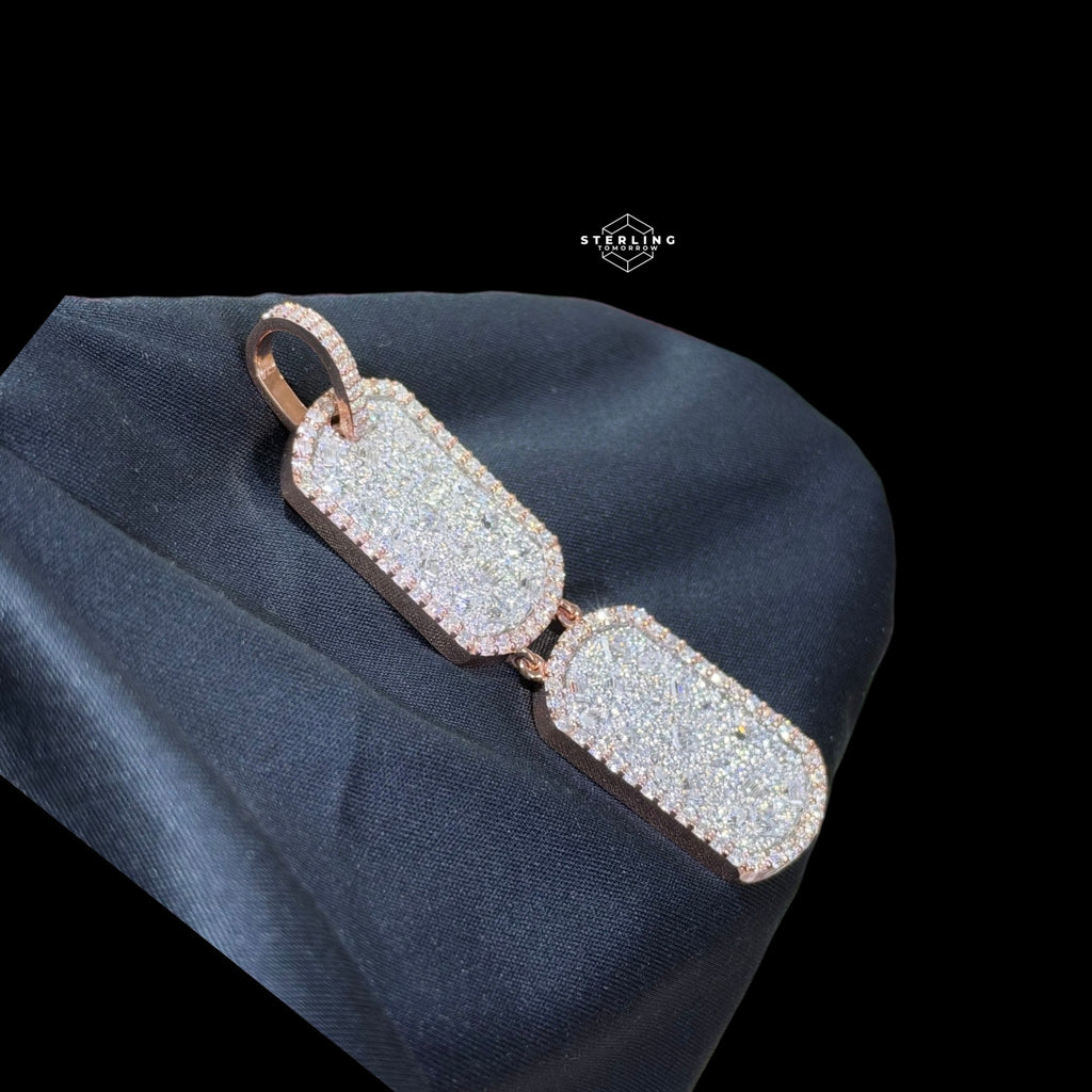Moissanite Double Dog Tag Pendant 925 / Rose Gold