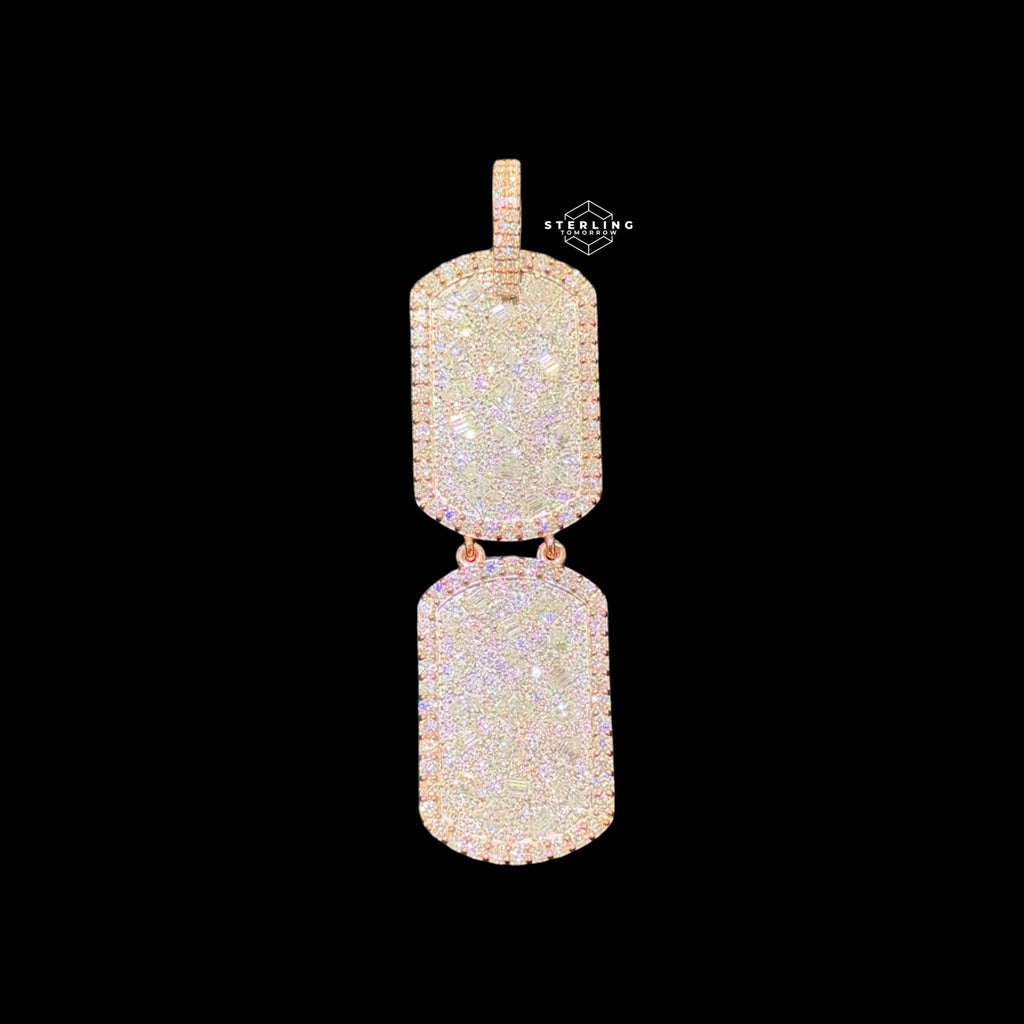 Moissanite Double Dog Tag Pendant 925 / Rose Gold