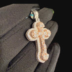 Moissanite Small Pear Cut Rose Gold Cross Pendant