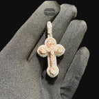 Moissanite Small Pear Cut Rose Gold Cross Pendant