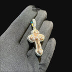 Moissanite Small Pear Cut Rose Gold Cross Pendant