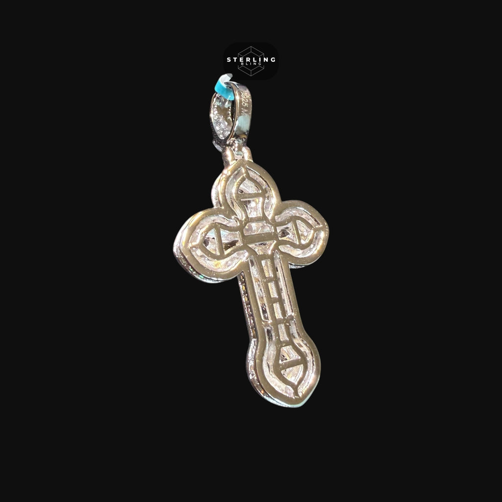 Moissanite Small Pear Cut Rose Gold Cross Pendant