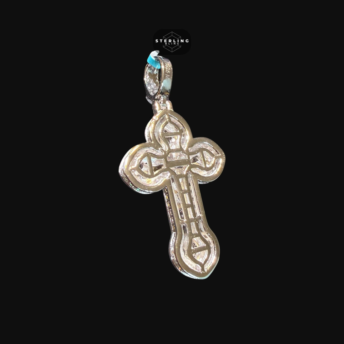 Moissanite Small Pear Cut Rose Gold Cross Pendant