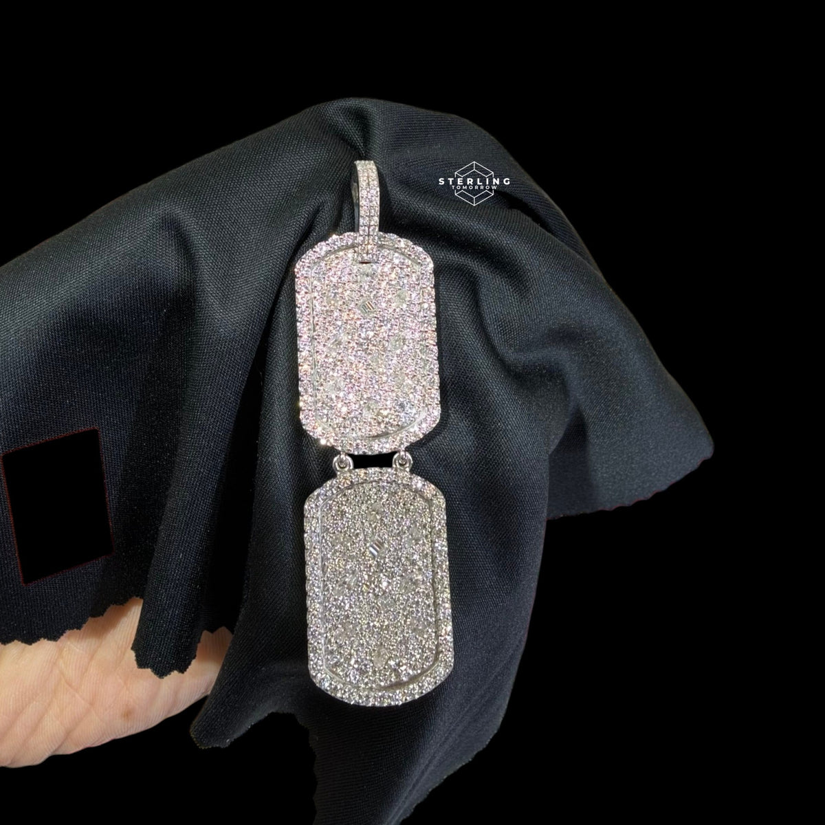Moissanite Double Dog Tag Pendant