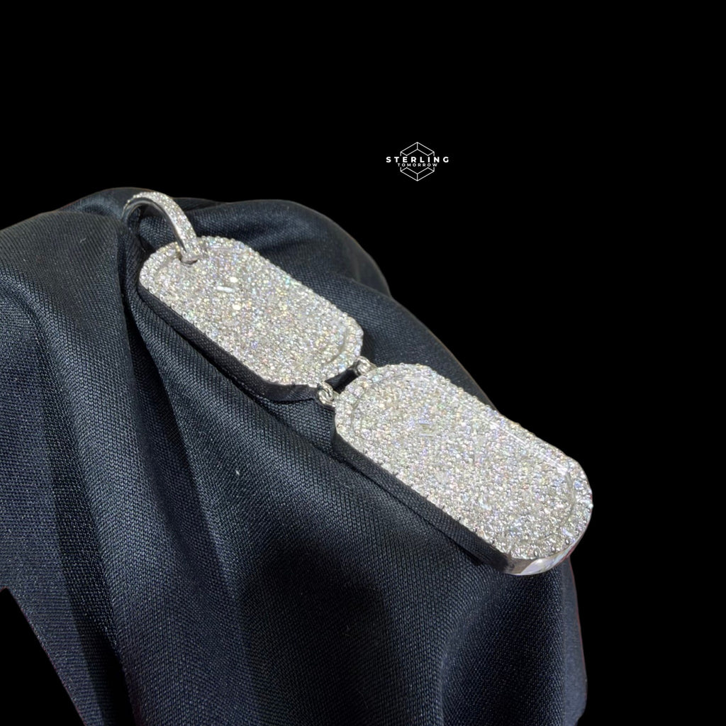 Moissanite Double Dog Tag Pendant