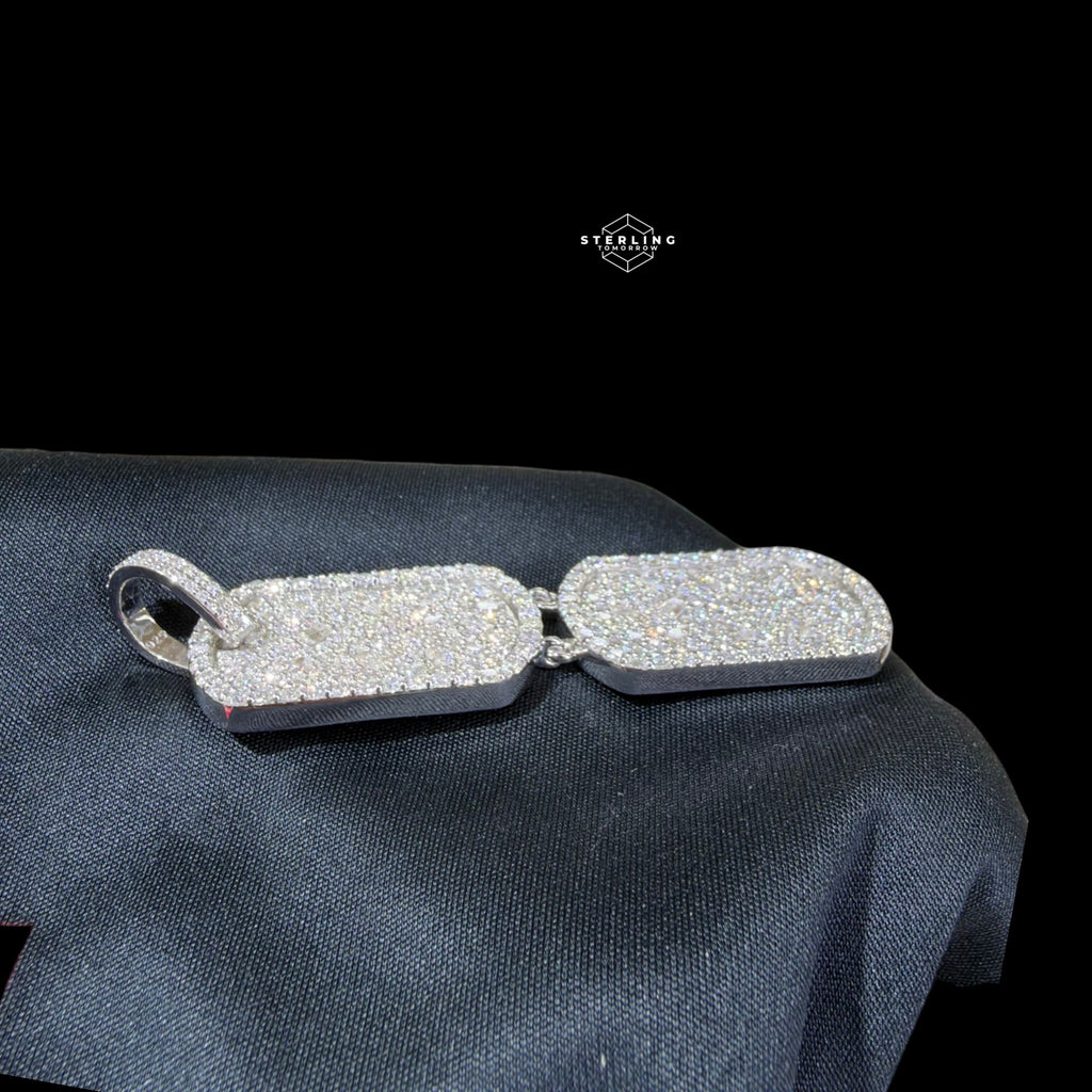 Moissanite Double Dog Tag Pendant