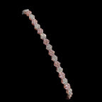 Moissanite Flower Bracelet, 925 Sterling Silver Pink CZ Honeycomb Bracelet, 5mm Two Tone 7 Inch Floral Bracelet for Women