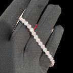 Moissanite Flower Bracelet, 925 Sterling Silver Pink CZ Honeycomb Bracelet, 5mm Two Tone 7 Inch Floral Bracelet for Women