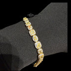 Moissanite Tennis Bracelet, 925 Sterling Silver Gold Yellow CZ Halo Bracelet, 7 Inch Two Tone