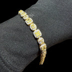 Moissanite Tennis Bracelet, 925 Sterling Silver Gold Yellow CZ Halo Bracelet, 7 Inch Two Tone
