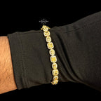 Moissanite Tennis Bracelet, 925 Sterling Silver Gold Yellow CZ Halo Bracelet, 7 Inch Two Tone
