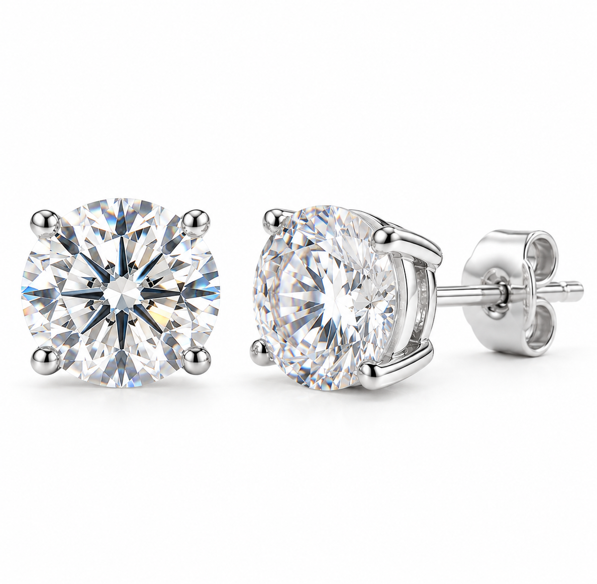 1 Carat Moissanite Solitaire Earrings 925