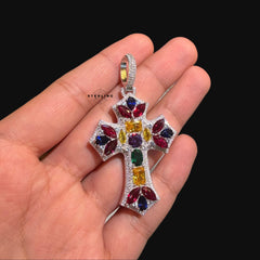 Moissanite Cross Gemstone Pendant