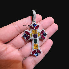 Moissanite Cross Gemstone Pendant