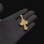 Nugget Cross Pendant Iced Out 14k Gold Plated CZ