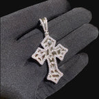 Nugget Cross Pendant Iced Out 14k Gold Plated CZ