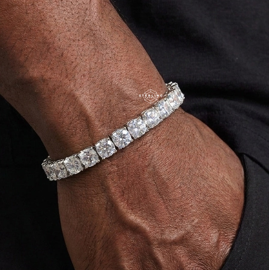 7mm Iced Out Sides Moissanite Tennis Bracelet