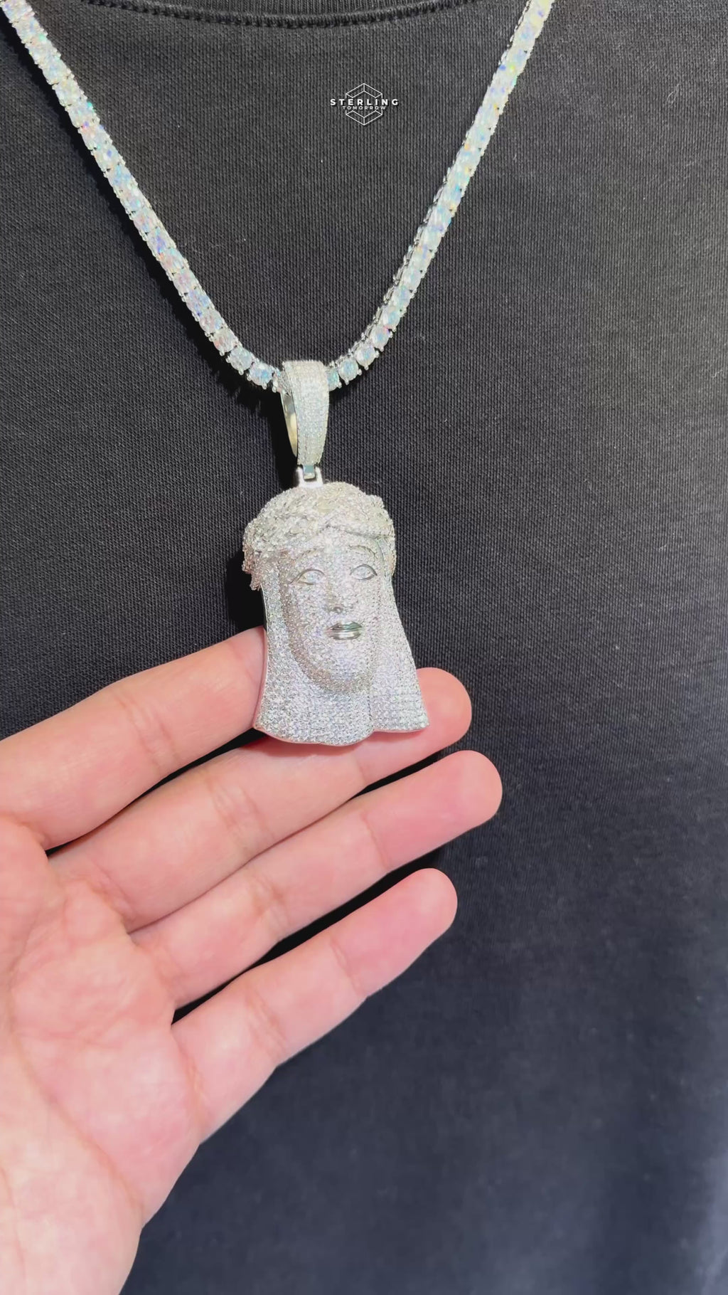Moissanite Iced Out Jesus Pendant + Steel Rope Chain
