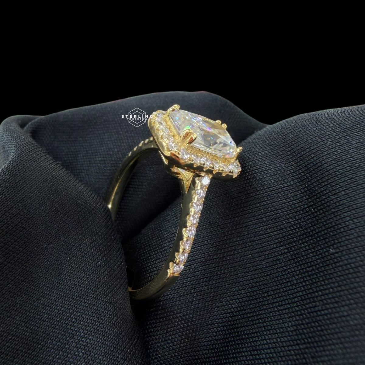 Radiant Cut 2.6 CTW Moissanite Ladies Engagement Ring 14k Gold 925 Silver