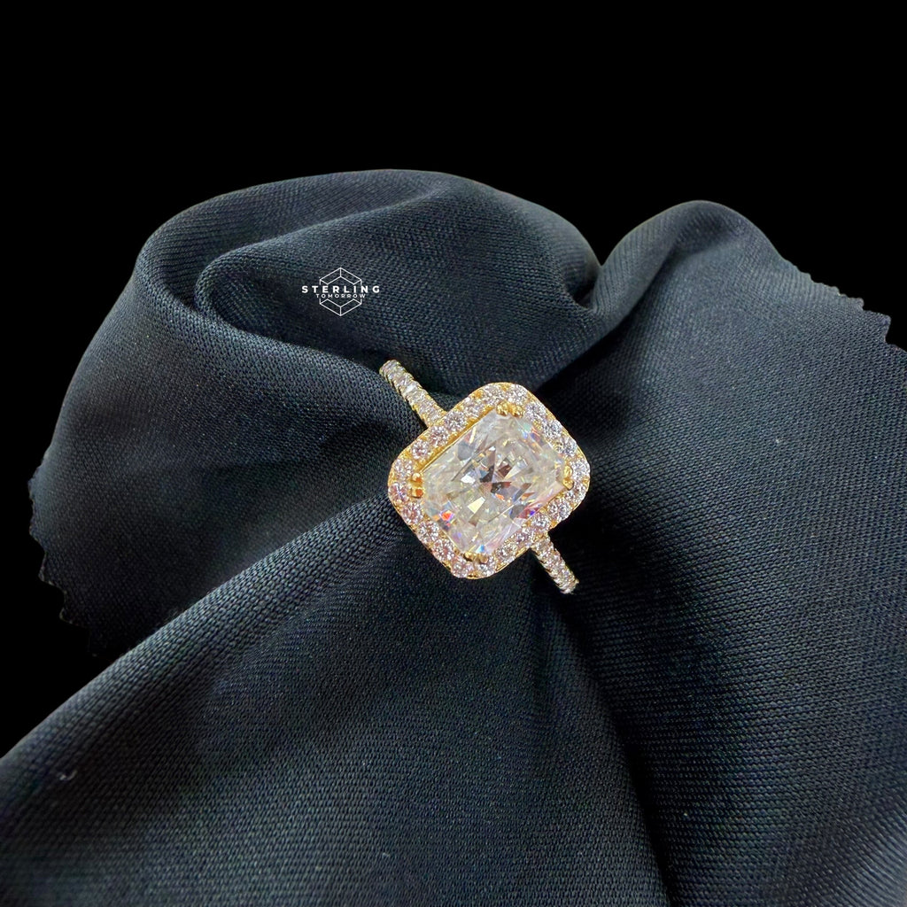 Radiant Cut 2.6 CTW Moissanite Ladies Engagement Ring 14k Gold 925 Silver