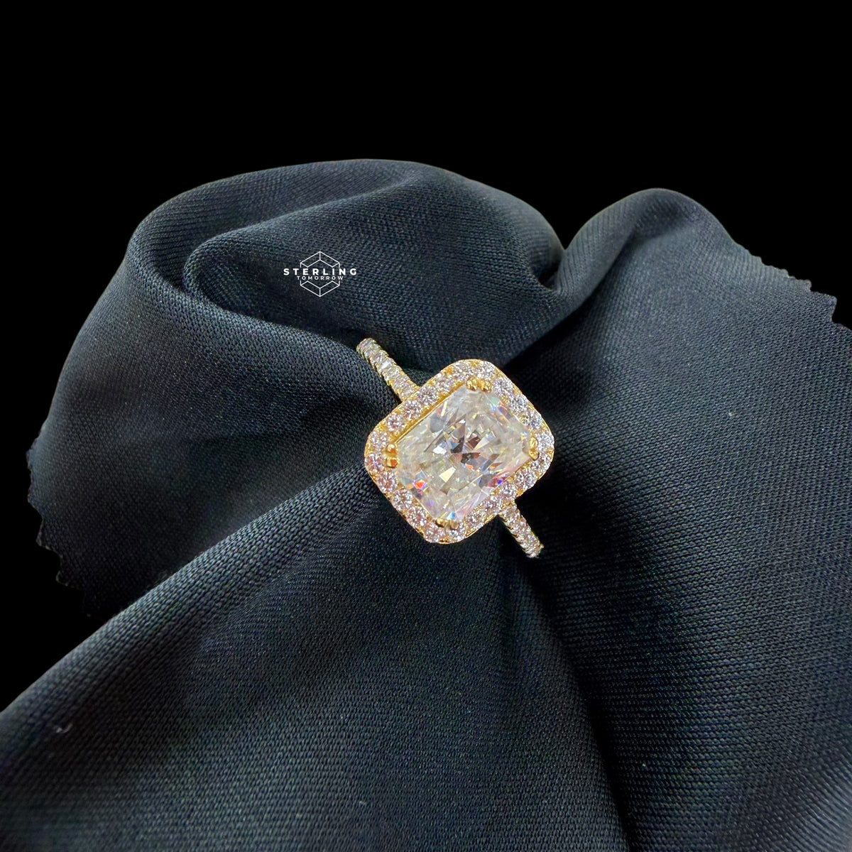 Radiant Cut 2.6 CTW Moissanite Ladies Engagement Ring 14k Gold 925 Silver