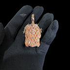 14K Rose Gold Plated Iced cOut CZ Diamond Jesus Pendant | Bustdown Crown of Thorns Jesus Piece | Hip Hop Necklace