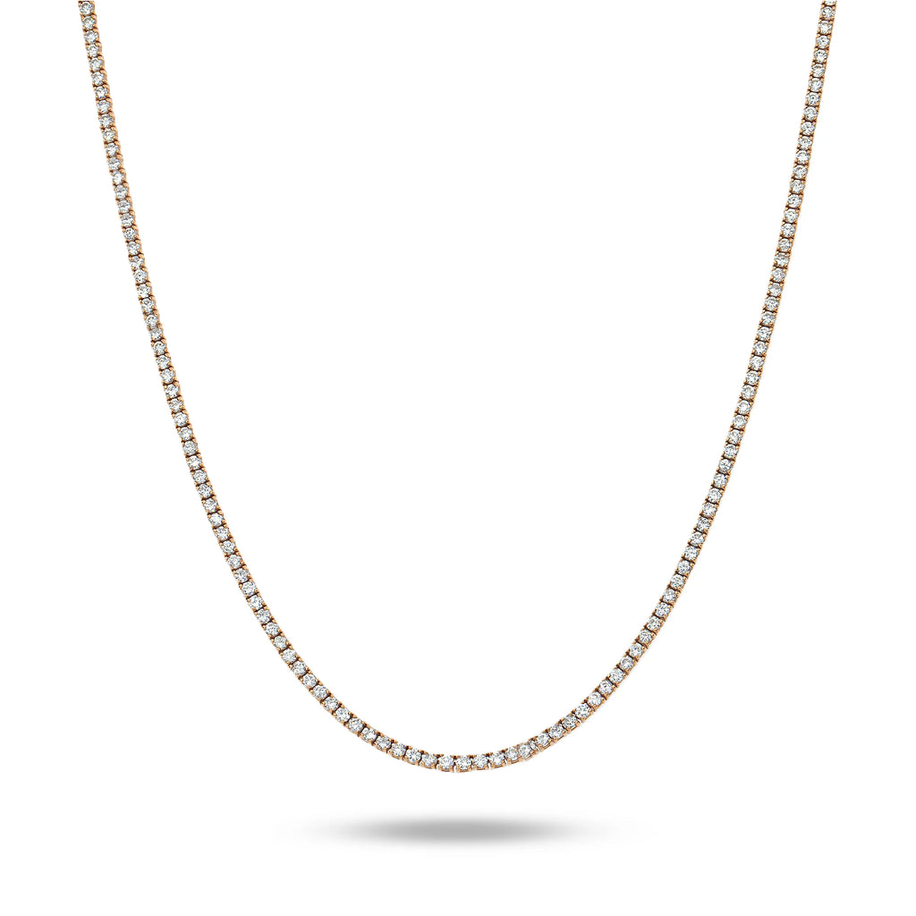 4mm Pink Iced Tennis Chain, 14K Rose Gold Finish
