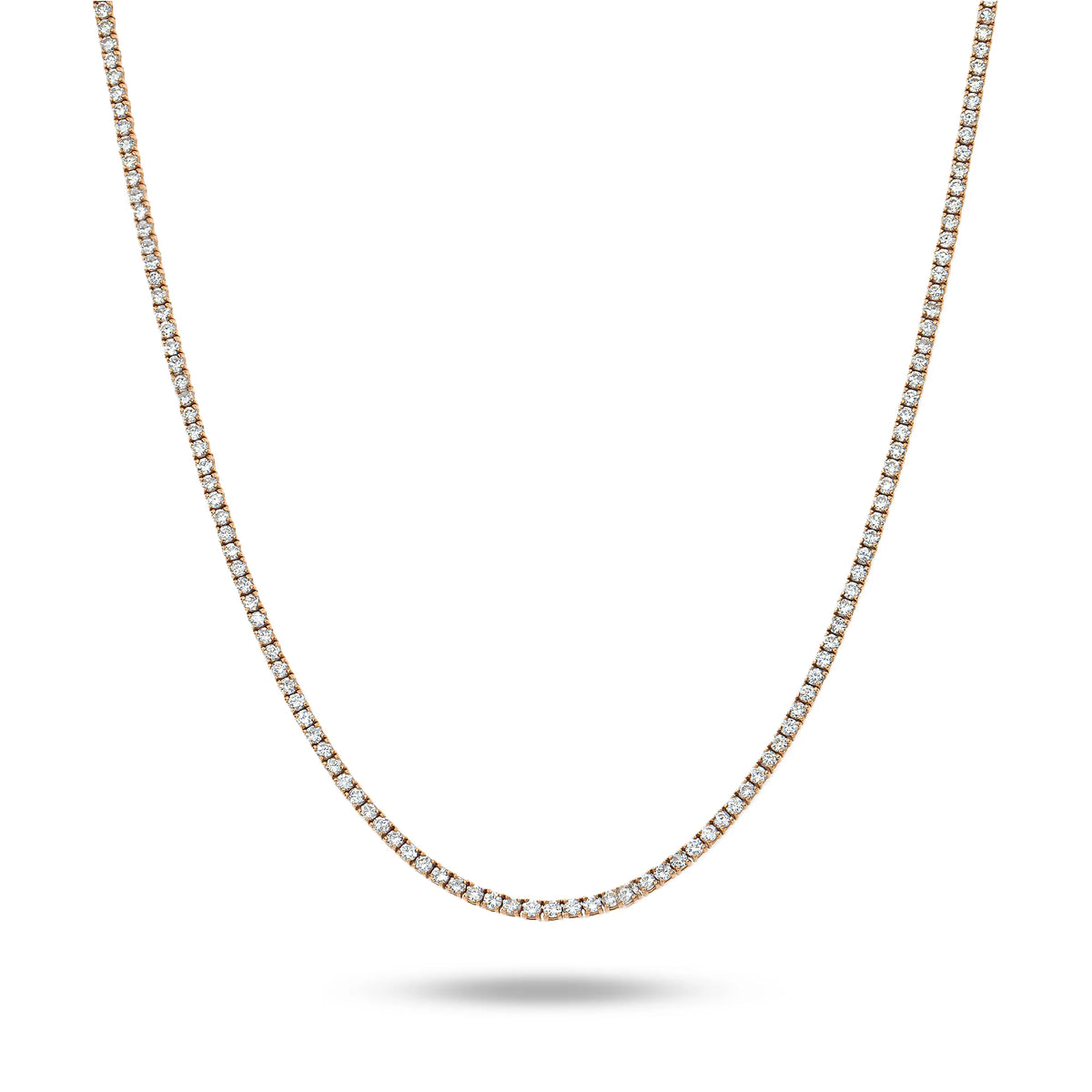 4mm Pink Iced Tennis Chain, 14K Rose Gold Finish