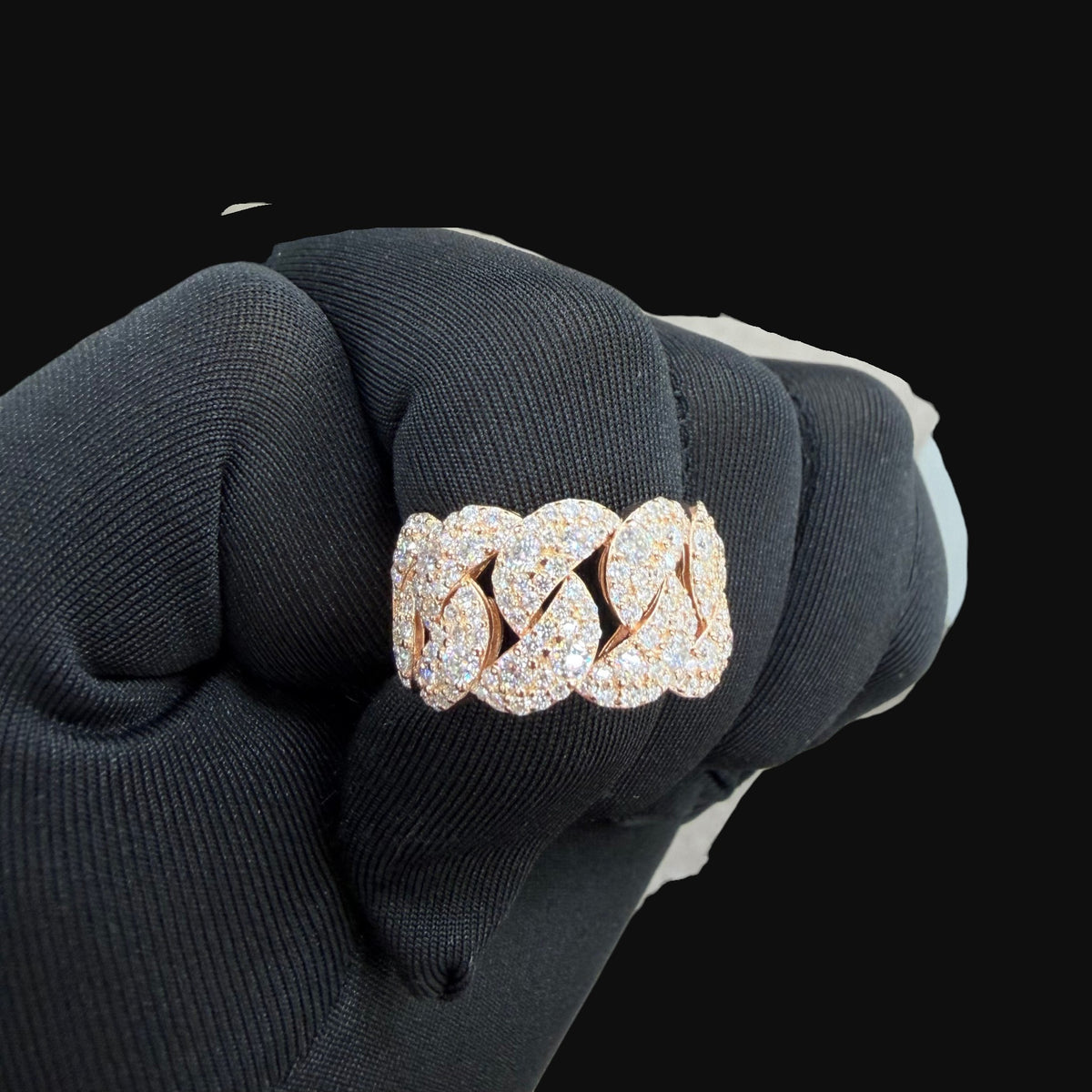 Moissanite Rose Cuban Ring Size 9