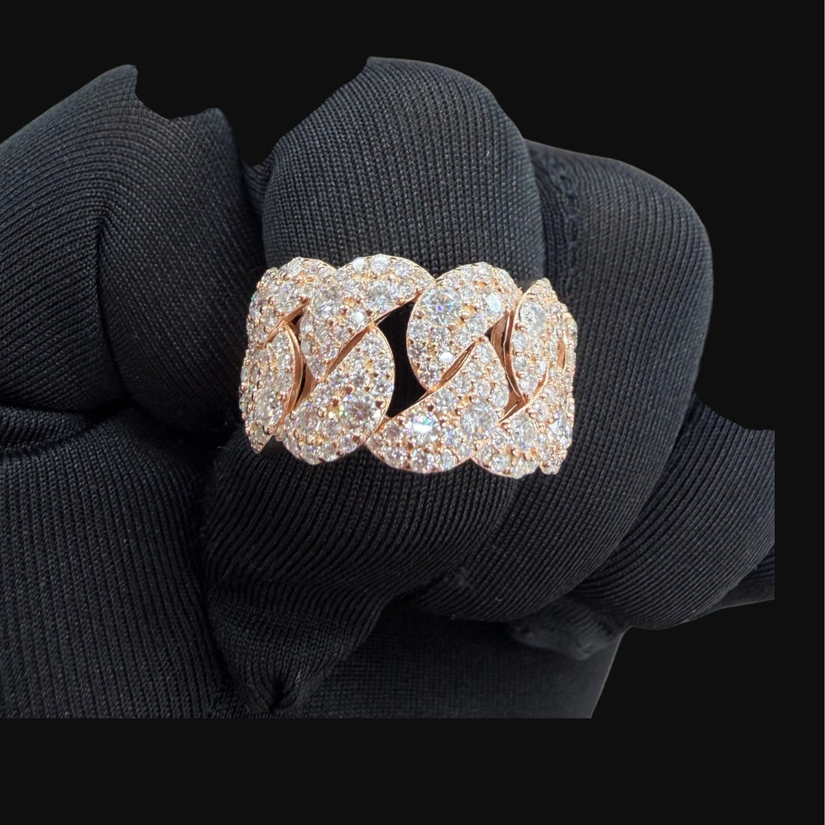 Moissanite Rose Cuban Ring Size 9