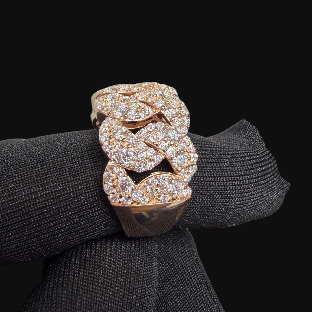 Moissanite Rose Cuban Ring Size 9
