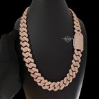 20mm Rose Gold Moissanite 3D Prong Cuban Chain