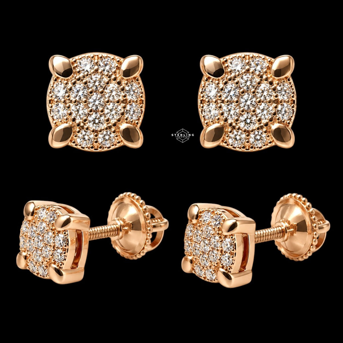 6mm Moissanite Prong Earrings 925 / Gold