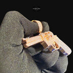 Rose Gold Revolver Gun Iced Out Pendant