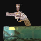 Rose Gold Revolver Gun Iced Out Pendant