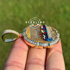 Last Supper Gold Tone Enamel Pendant