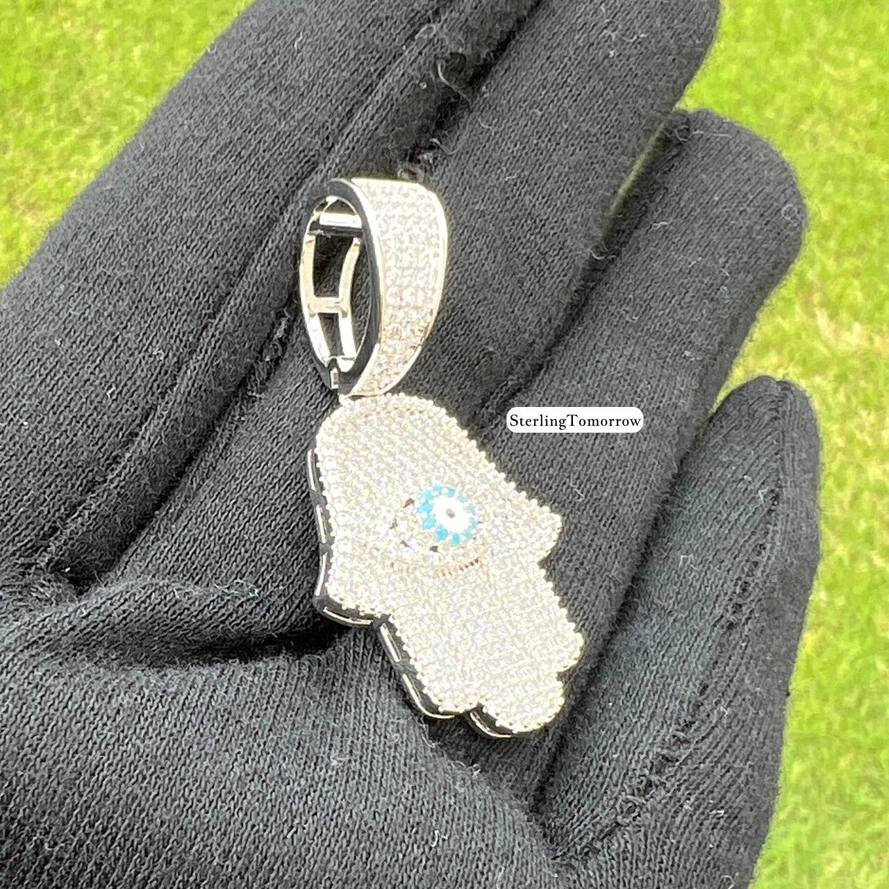Hamsa Hand Pendant with Blue Evil Eye