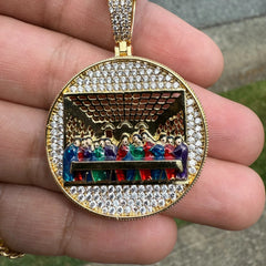 Last Supper Gold Tone Enamel Religious Pendant