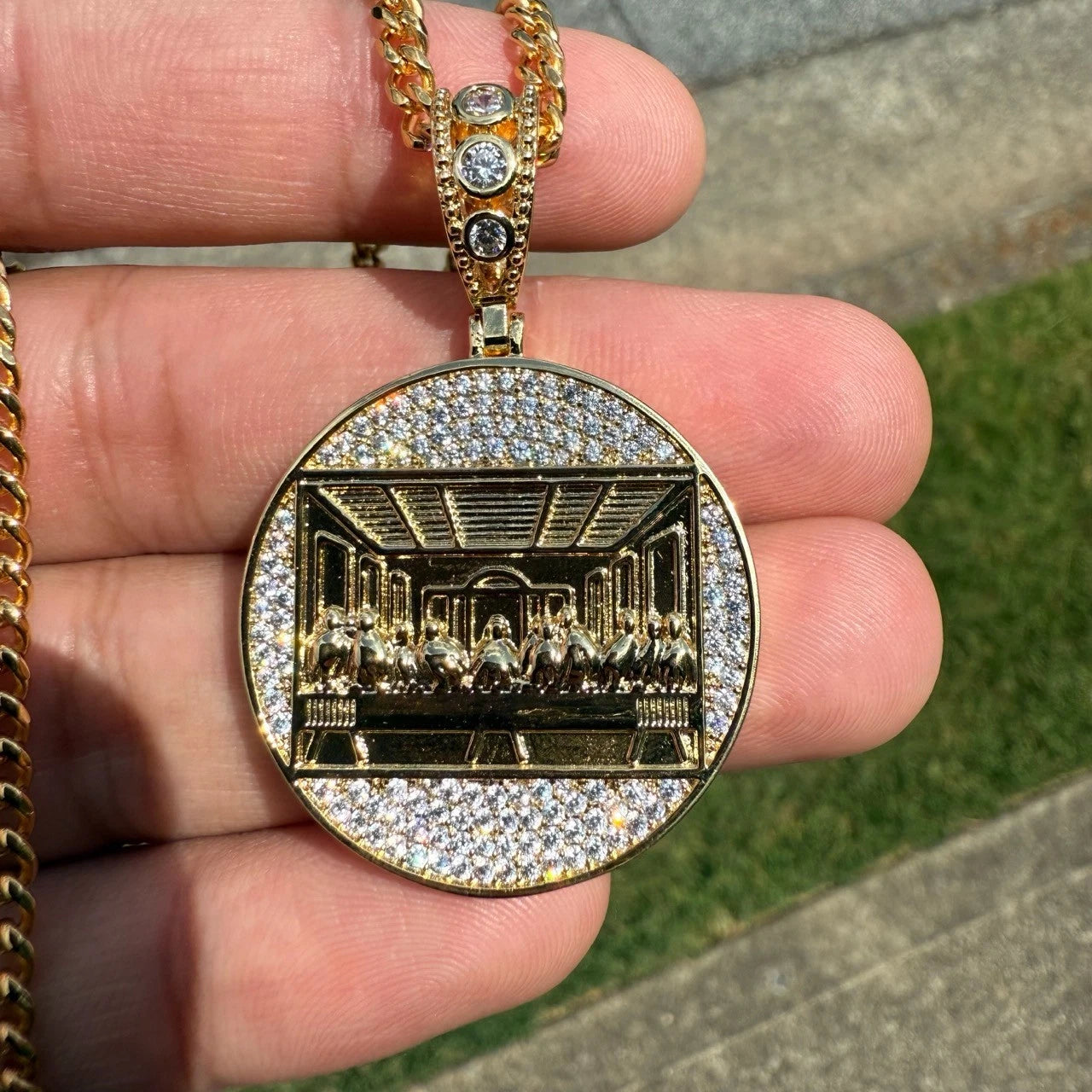 Last Supper Gold Two Tone Religious Pendant