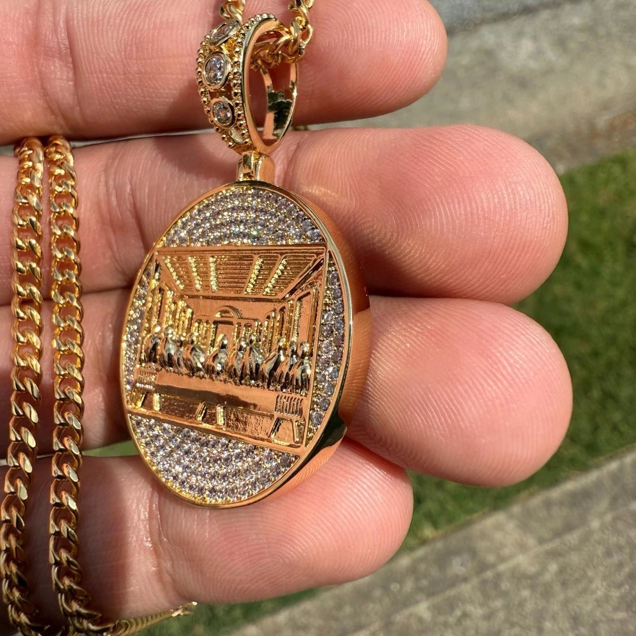 Last Supper Gold Two Tone Religious Pendant