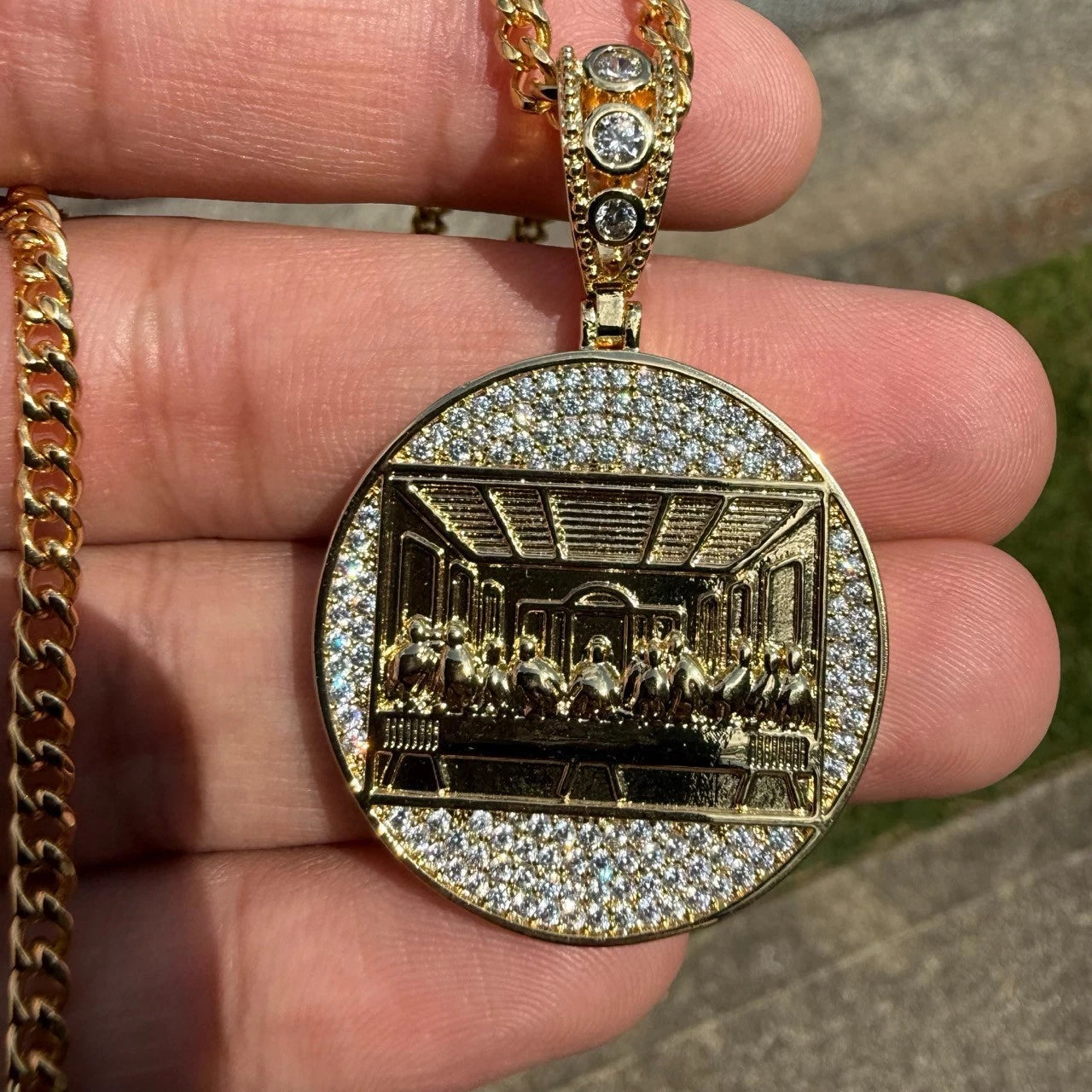Last Supper Gold Two Tone Religious Pendant