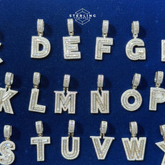 Baguette Initial Letter Pendants - 925 Silver