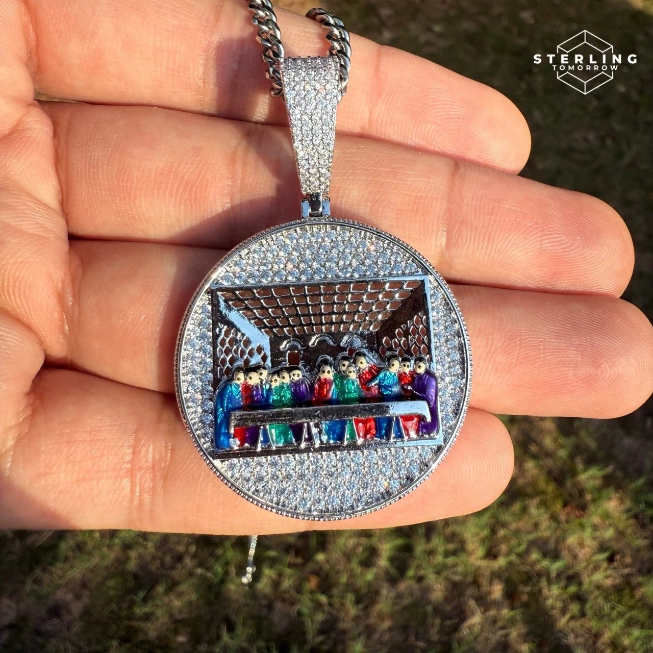 Last Supper 3D Iced Out Enamel Pendant