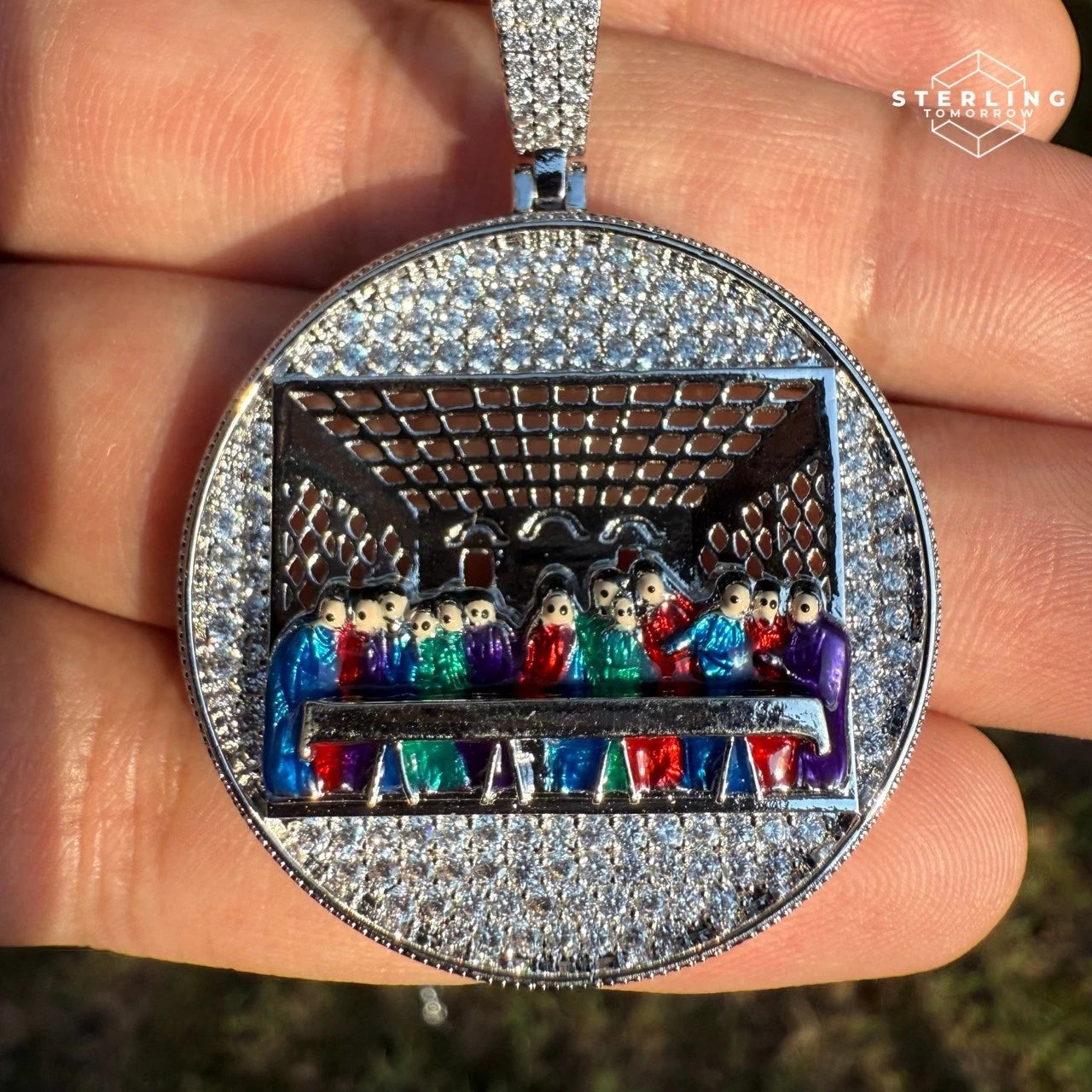 Last Supper 3D Iced Out Enamel Pendant