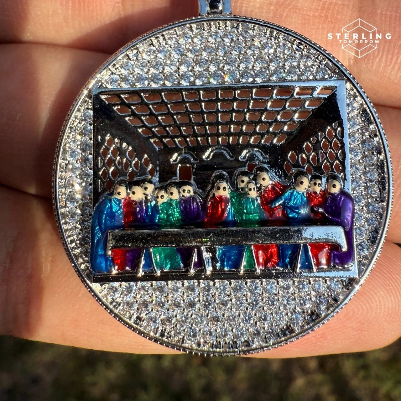 Last Supper 3D Iced Out Enamel Pendant