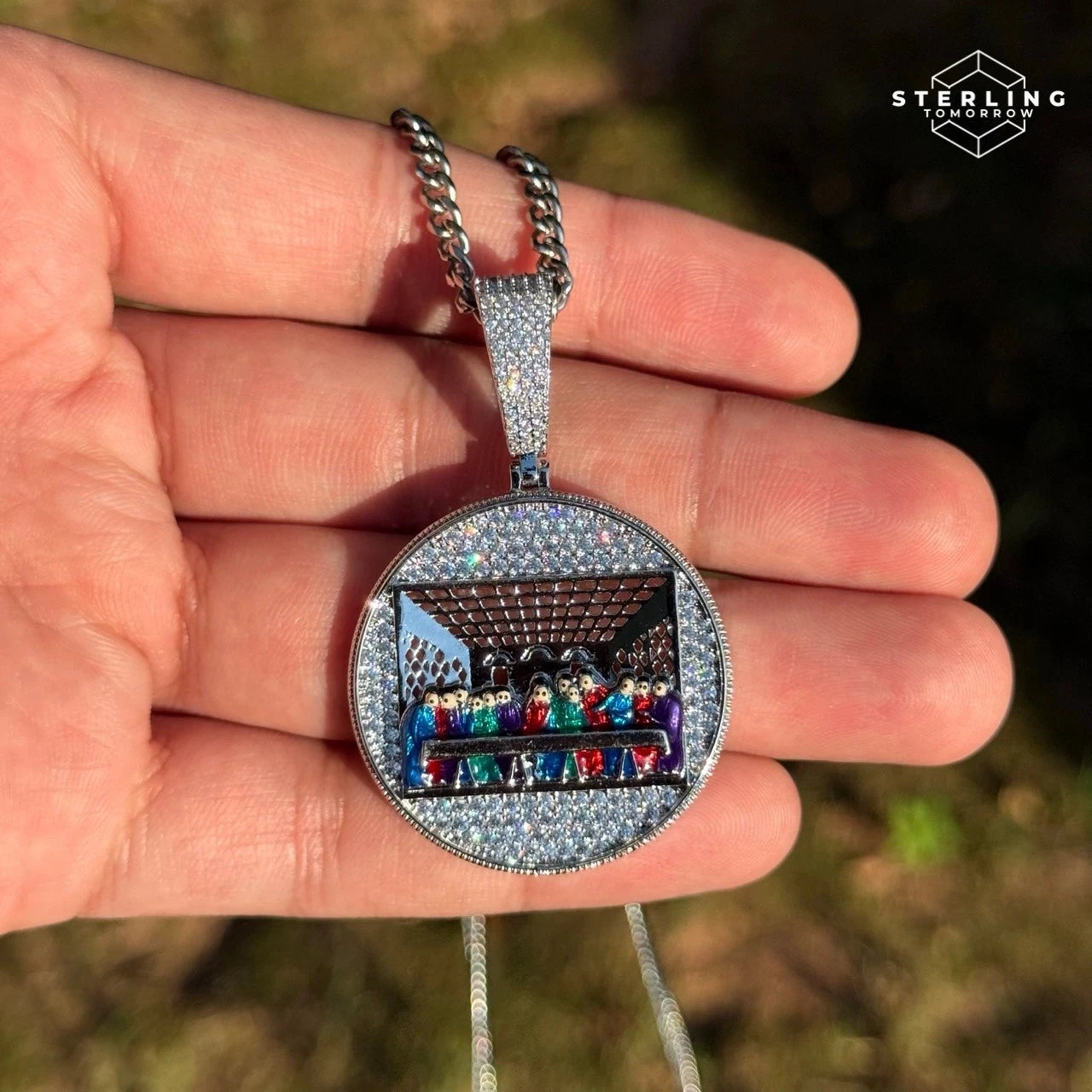 Last Supper 3D Iced Out Enamel Pendant